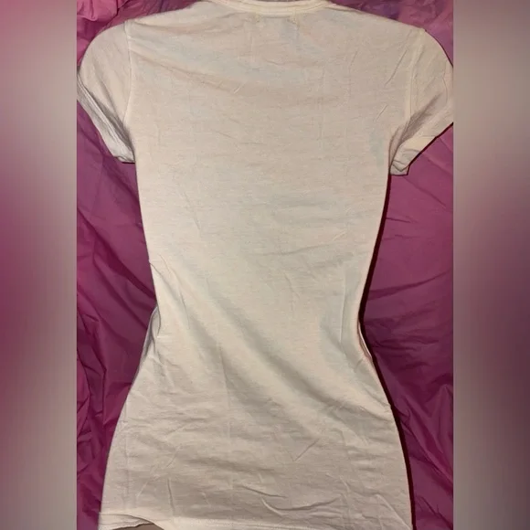 Guess white rhinestone studded high heel bling T-shirt size XS - Picture 3 of 3